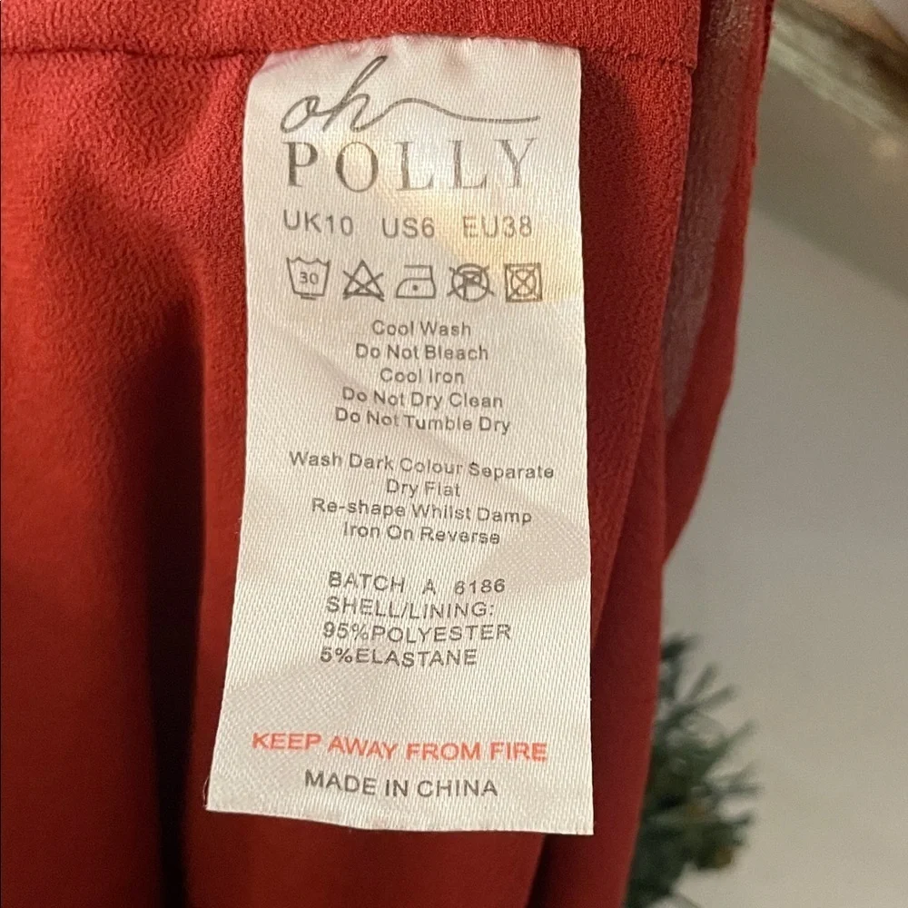 NWT Oh Polly Cowl Neck Backless Waterfall Skirt Mini Dress in Red Size 6